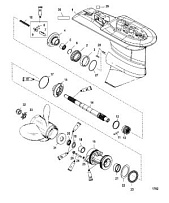 Корпус коробки передач, карданный вал - 2.33:1 передаточное число 2-Х ТАКТНОГО ПЛМ MERCURY 55 Серийный номер от 0T980000 и выше