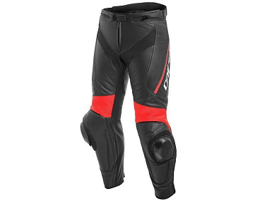 Брюки кож. DELTA 3 PERF BLACK/BLACK/FLUO-RED
