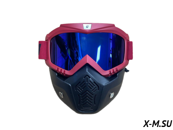 Очки зимние HETOSHI Face Mask FJ05-3-1 (двойное стекло) цв.Черно-вишневый цв.стекла мультипринт