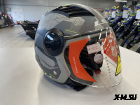 Шлем открытый с визором HETOSHI XD1-260 цв. Серый с черно-зелеными вставками р. XL