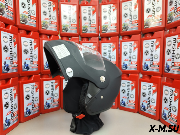 Шлем модуляр HETOSHI X-202 (светополоса,USB-кабель,встр.батарея) цв. Черный матовый р.S  