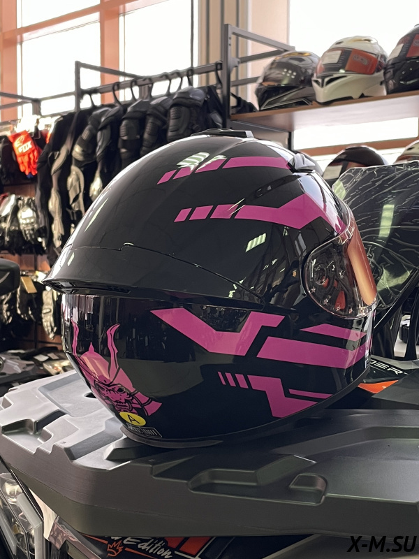 Шлем интеграл HETOSHI цв. Черный с розовыми вставками р.M