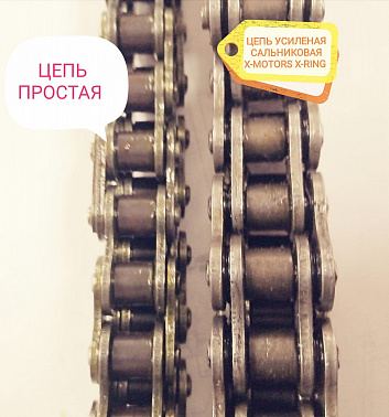 Цепь усиленная сальниковая x-ring X-Motors (530H*44); DINGO T150-200, SF150-200, Капитан 150-200