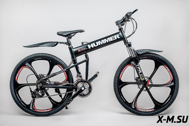Велосипед складной на литых дисках стиль Хамер черный