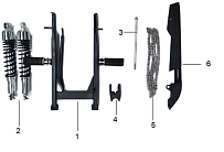 Задний амортизатор. Задний маятник МОПЕДА PROMAX ALPHA RIVA 130(49)