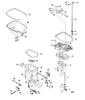 Корпус ведущего вала и выхлопная труба 2-Х ТАКТНОГО ПЛМ MERCURY 50EO Серийный номер от 9973100 до 0P016999