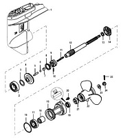 Корпус шестерни, карданный вал-1.921 передаточное число 4-Х ТАКТНОГО ПЛМ MERCURY 25 Серийный номер от 0R106999 и выше
