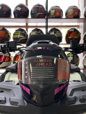 Шлем интеграл HETOSHI цв. Черный с розовыми вставками р.XL