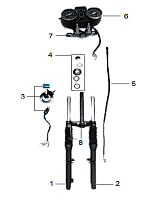 Спидометр. Передний амортизатор. Замок МОПЕДА PROMAX ALPHA RIVA 130(49)
