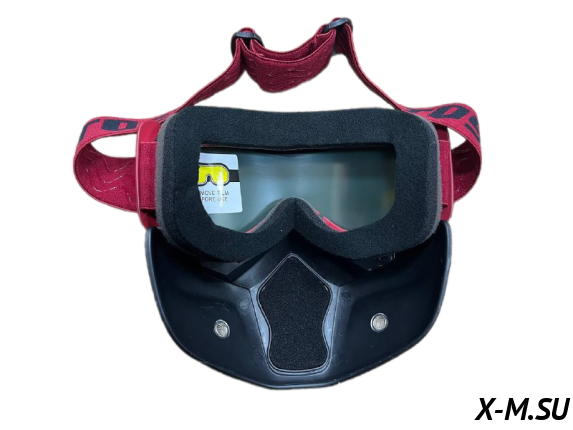 Очки зимние HETOSHI Face Mask FJ05-3-1 (двойное стекло) цв.Черно-вишневый цв.стекла мультипринт