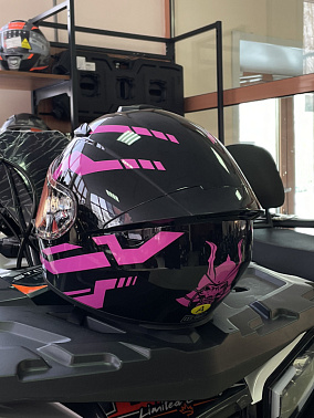 Шлем интеграл HETOSHI цв. Черный с розовыми вставками р.XL