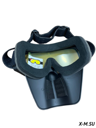 Очки зимние HETOSHI Face Mask FJ026A-1 (двойное стекло) цв.Черный цв.стекла Зеленый матовый