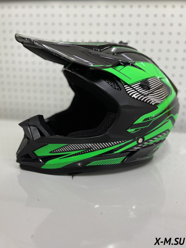 Шлем кроссовый HETOSHI EDX цв. Черно-зеленый р. M