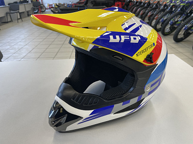 Шлем кроссовый HETOSHI UFD XD1-43 цв. Бело-сине-красно-желтый р. XL