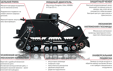 Мотобуксировщик НОРКА 500 COMPACT 17 л.с.