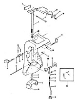 Поворотный кронштейн (короткий) (длинный-0C160935 и ниже) (60EL NOI) (NPT) 2-х тактного ПЛМ MERCURY 50EO Серийный номер от 0A721308 и выше