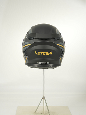 Шлем интеграл HETOSHI FF938 double visor Цв.Черно-серо-золотой Матовый р.XXL