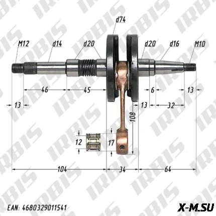 Вал коленчатый в сборе 2Т AF18/31 (34mm) С/Orig Kymco ATHENA 070714