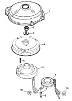 Маховик и статор (электрический) 2-Х ТАКТНОГО ПЛМ MERCURY 50EO Серийный номер от 9973100 до 0P016999