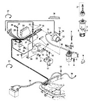 Компоненты электрического стартера 2-х тактного ПЛМ MERCURY 25 М Серийный номер от 0N018456 до 0N055504