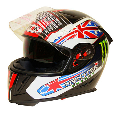 Шлем (интеграл) Ataki FF311 Monster черный глянцевый