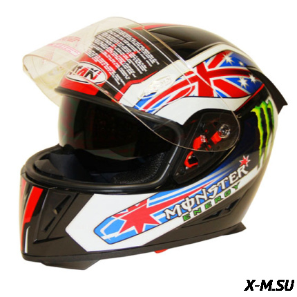 Шлем (интеграл) Ataki FF311 Monster черный глянцевый