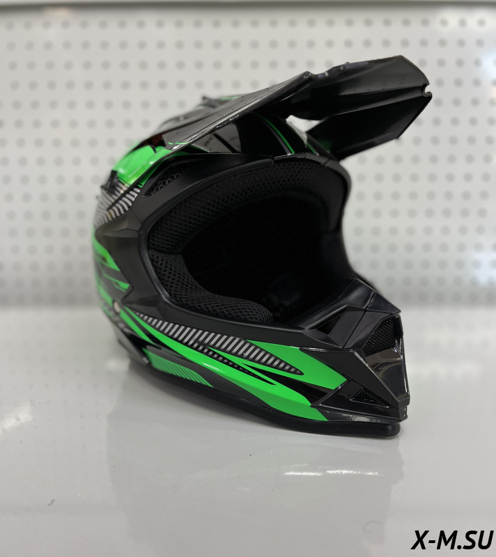 Шлем кроссовый HETOSHI EDX цв. Черно-зеленый р. M