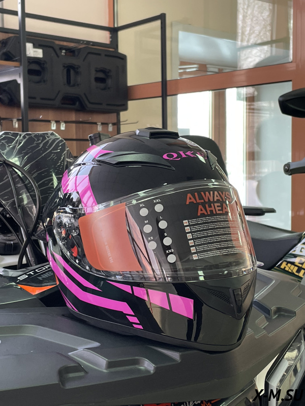 Шлем интеграл HETOSHI цв. Черный с розовыми вставками р.M