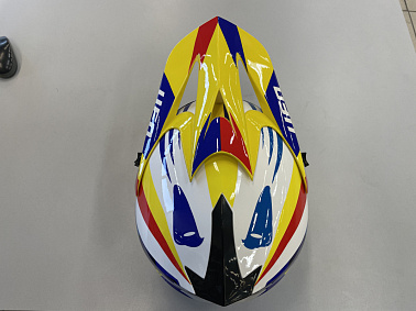 Шлем кроссовый HETOSHI UFD XD1-43 цв. Бело-сине-красно-желтый р. XL