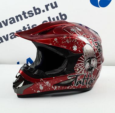 Шлем кроссовый Avantis Tattoo, Красный