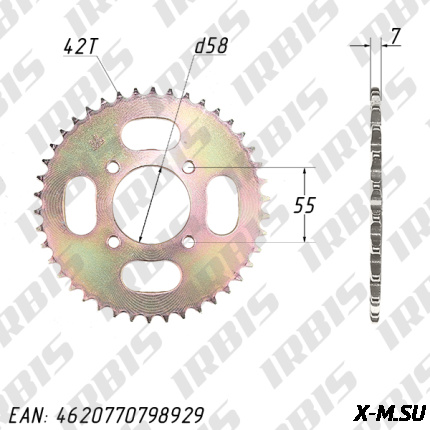 Звезда ведомая (428H-42T) (4x56) d58мм INTRUDER, WY150