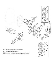 Впускной коллектор и резонатор 2-Х ТАКТНОГО ПЛМ MERCURY 50EO Серийный номер от 9973100 до 0P016999