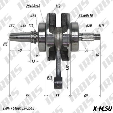 Вал коленчатый в сборе 4Т 157FMI,162FMJ (CB125-150) p15mm