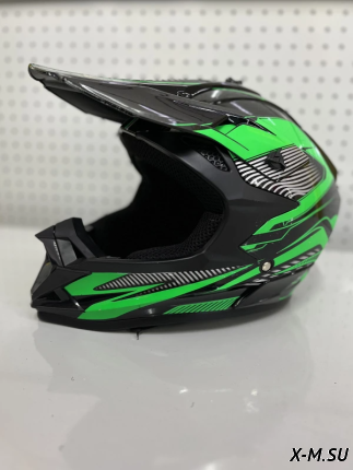 Шлем кроссовый HETOSHI EDX цв. Черно-зеленый р. XL