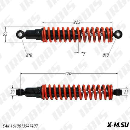Амортизатор задний (L-320mm,D-10mm,d-10mm) KA-800 (регулир.) KIYOSHI