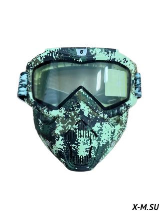 Очки зимние HETOSHI Face Mask FJ026B (двойное стекло) цв.Камуфляж(Nato green) цв.стекла прозрачный