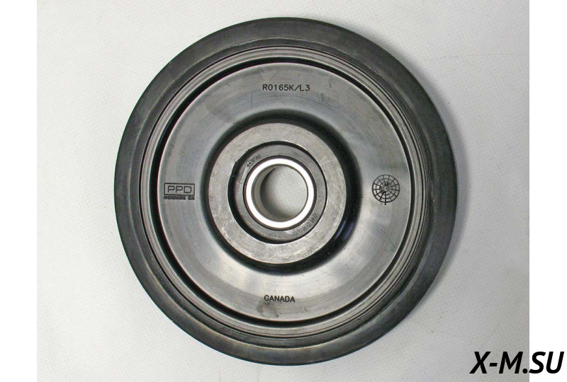 Ролик обрезиненный D165 мм c подшипником 6205 NTN и стопорным кольцом (R0165K-1 001A) (см. JU048299)