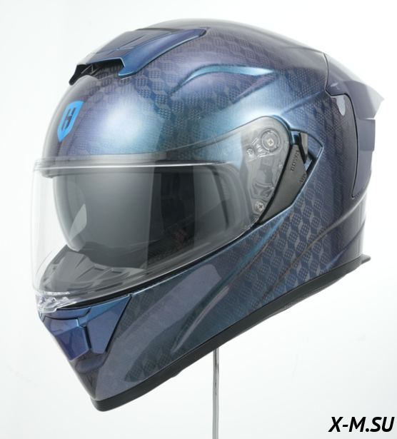 Шлем интеграл карбоновый HETOSHI FF936S CARBON 6K CUBIC CHAMELEON BLUE р.XL