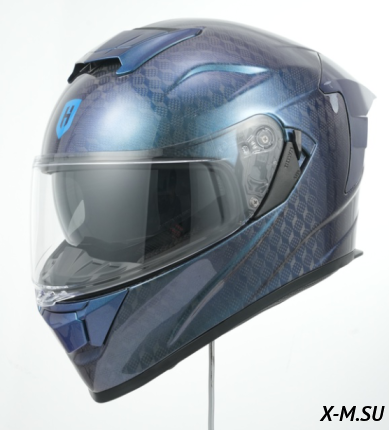 Шлем интеграл карбоновый HETOSHI FF936S CARBON 6K CUBIC CHAMELEON BLUE р.XL