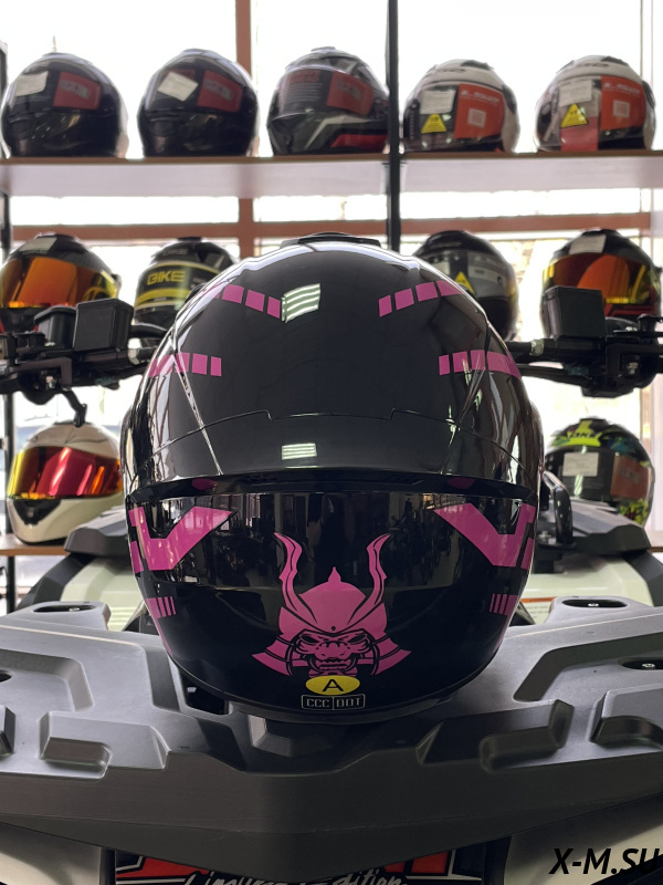 Шлем интеграл HETOSHI цв. Черный с розовыми вставками р.M