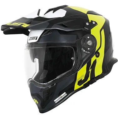 Шлем (мотард) JUST1 J34 Tour Hi-Vis желтый/черный матовый